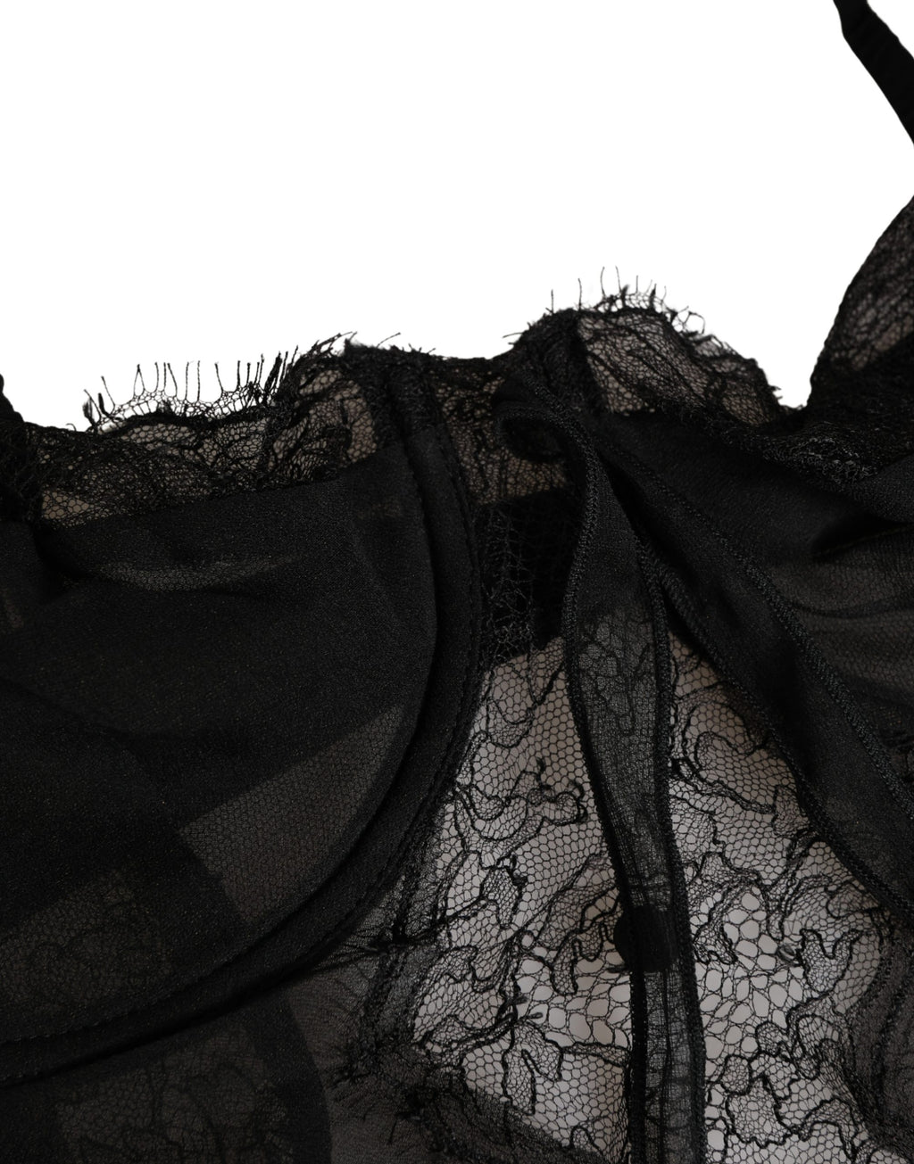 Black Silk Lace Lingerie Chemise Top Underwear