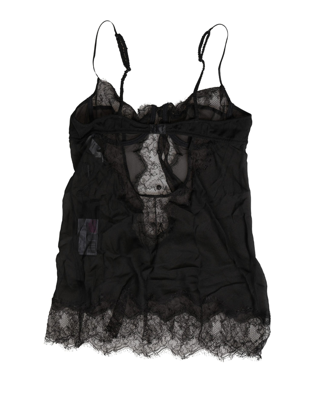 Black Silk Lace Lingerie Chemise Top Underwear