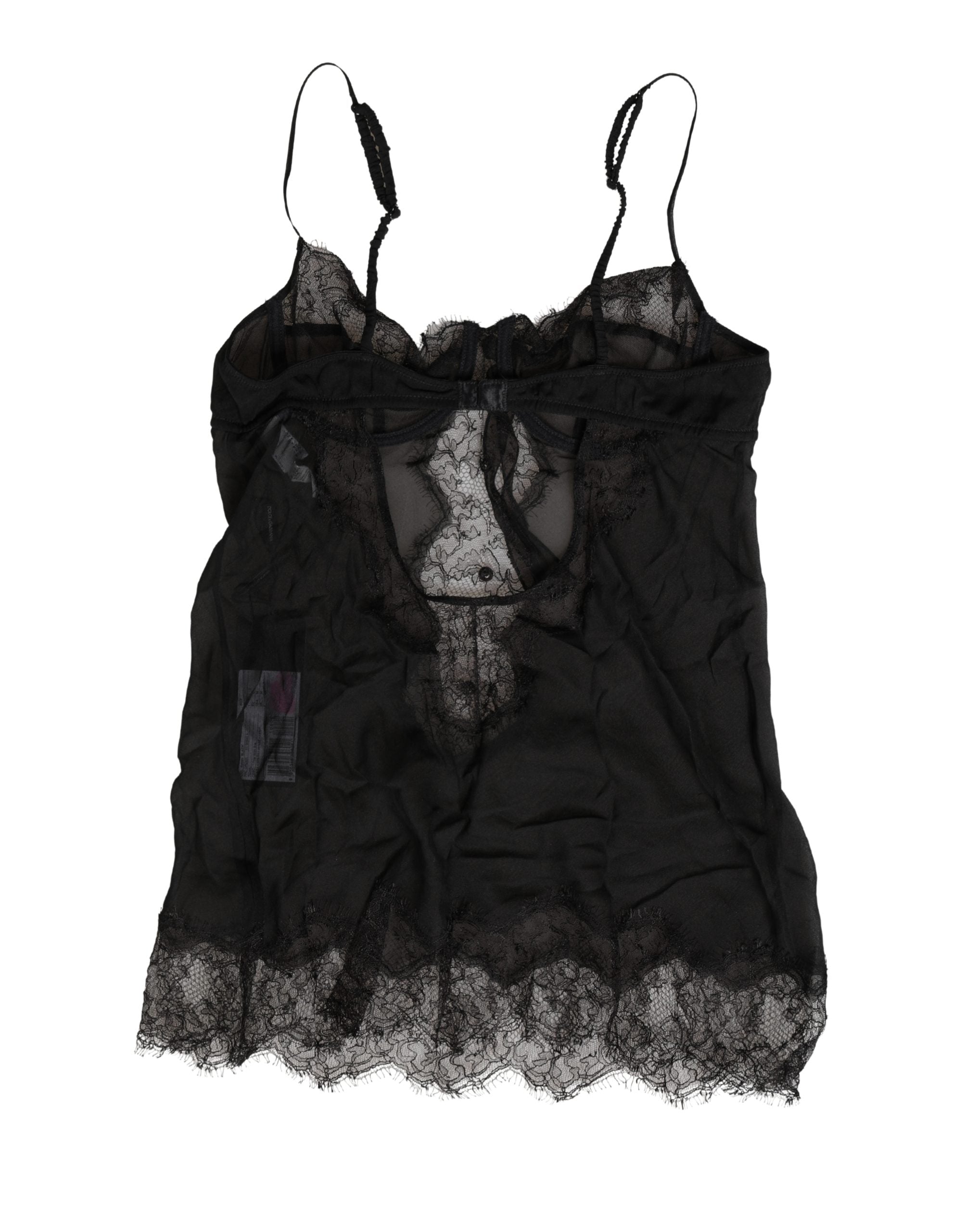 Black Silk Lace Lingerie Chemise Top Underwear