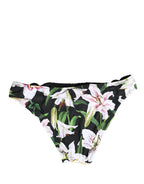 Black Lily Print Nylon Bottom Beachwear Swimwear