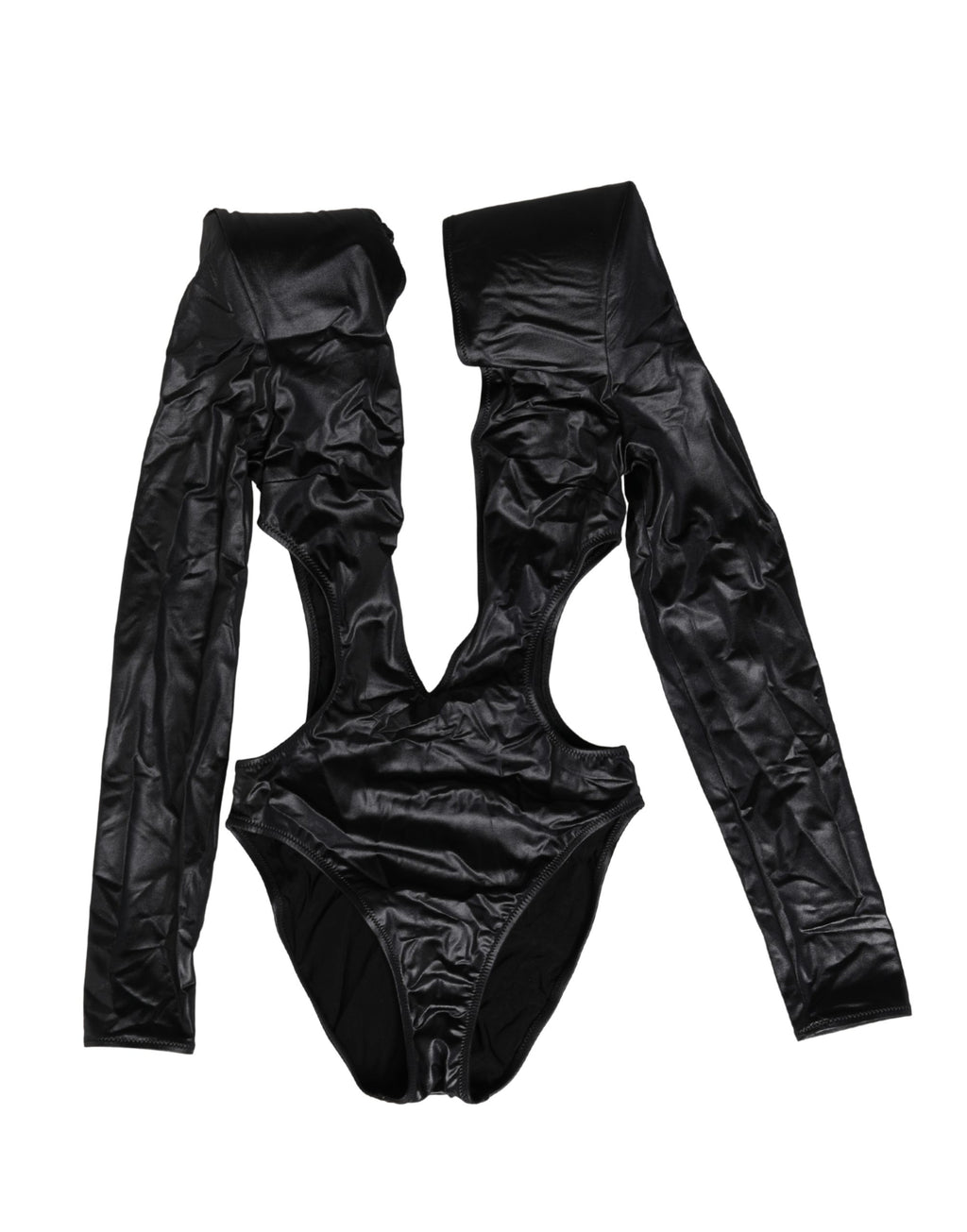 Black Deep V-Neck One Piece Swimsuit Swimwear