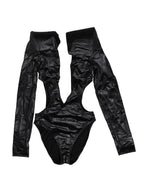 Black Deep V-Neck One Piece Swimsuit Swimwear