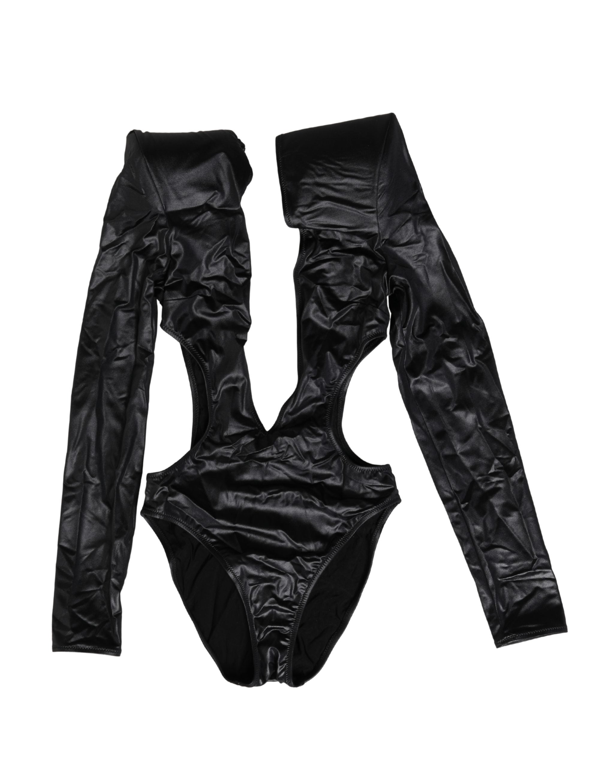 Black Deep V-Neck One Piece Swimsuit Swimwear