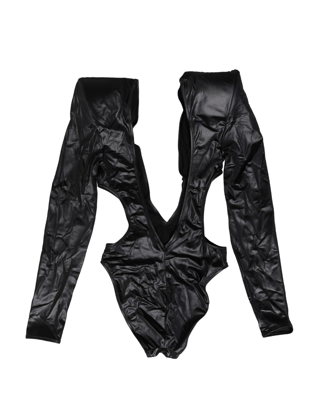 Black Deep V-Neck One Piece Swimsuit Swimwear