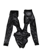 Black Deep V-Neck One Piece Swimsuit Swimwear