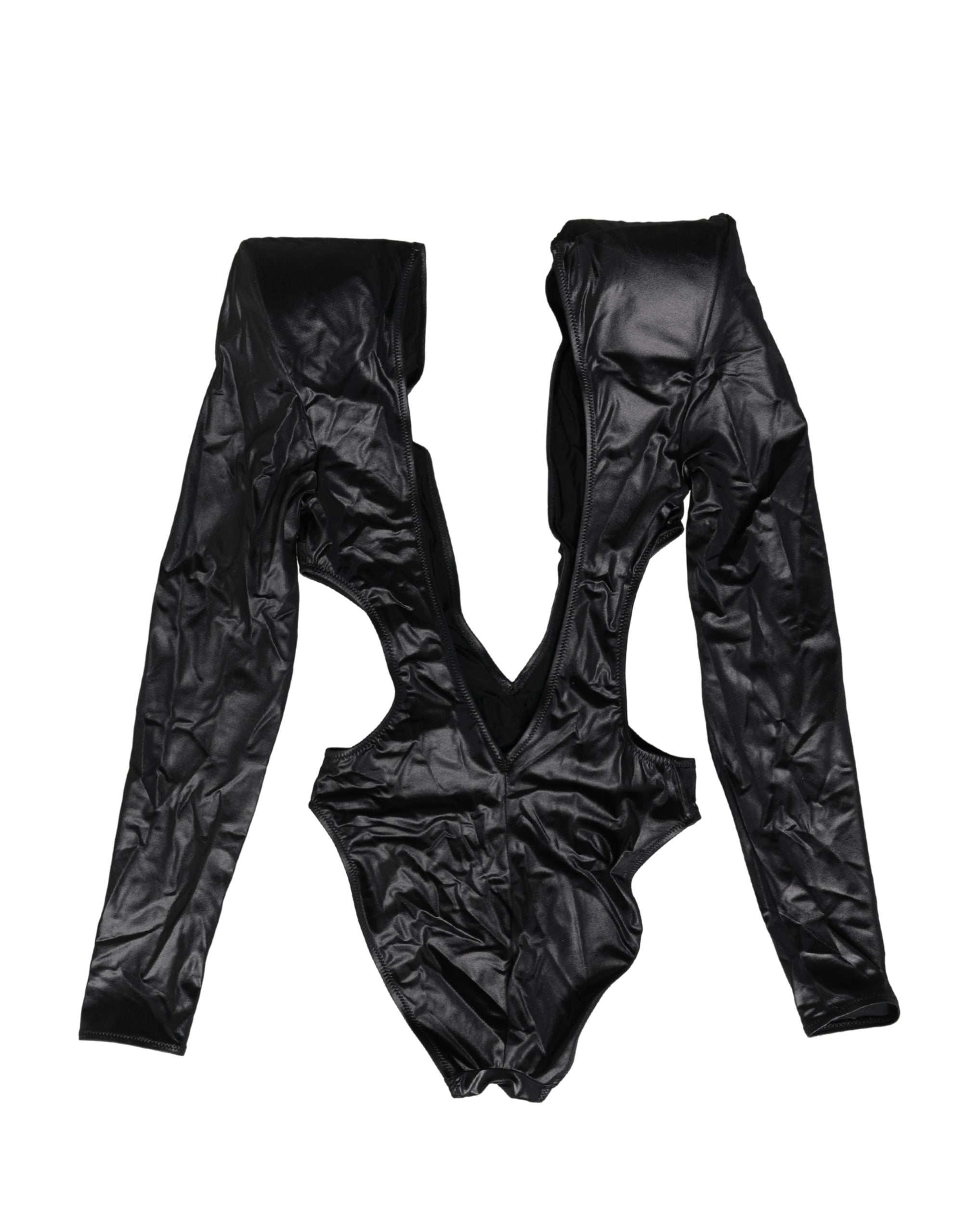 Black Deep V-Neck One Piece Swimsuit Swimwear