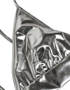 Metallic Silver Sleeveless Bustier Cropped Top