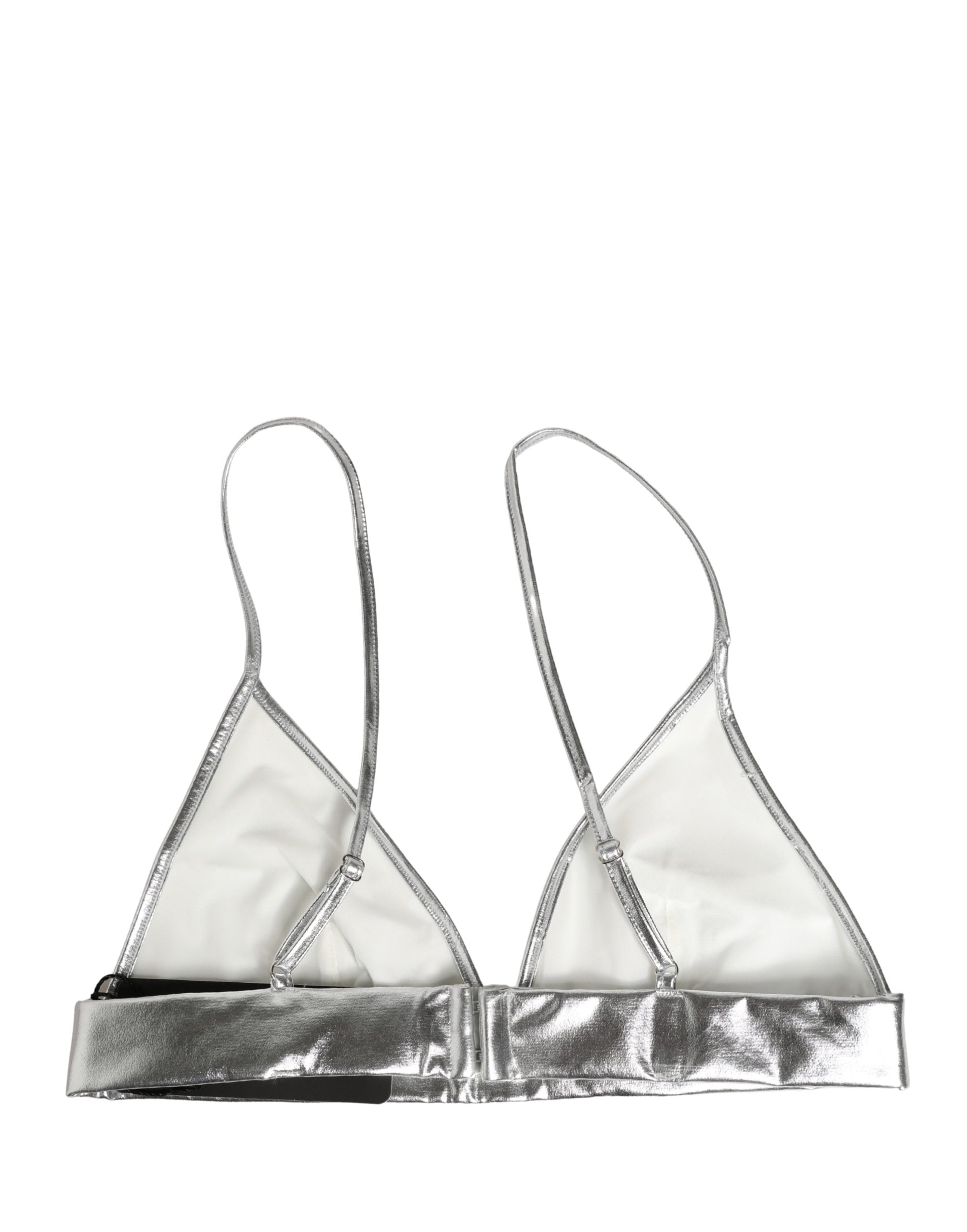Metallic Silver Sleeveless Bustier Cropped Top