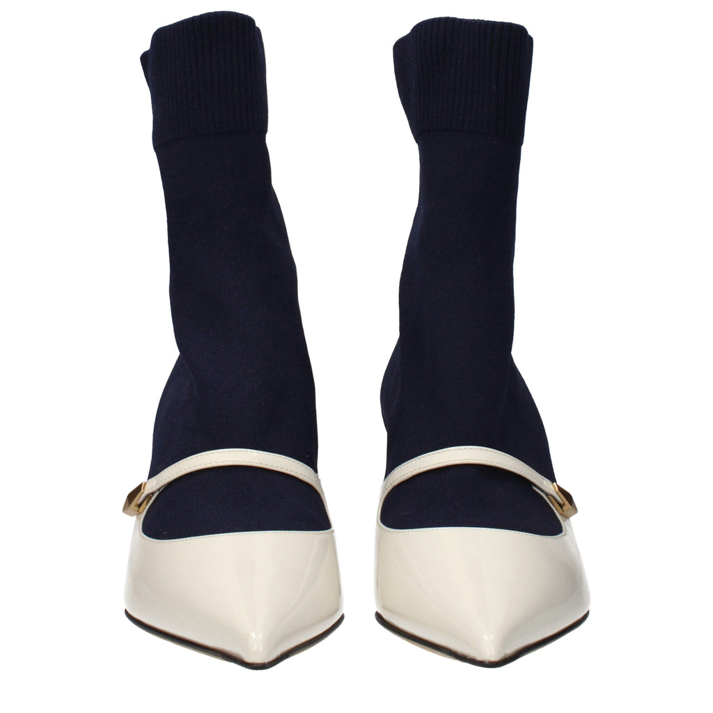 Blue Fabric Ankle Boots