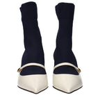 Blue Fabric Ankle Boots