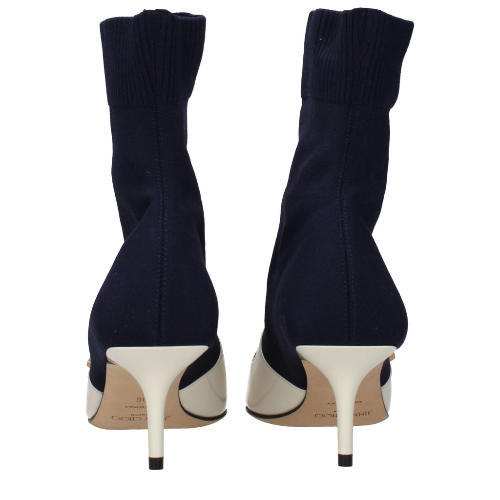 Blue Fabric Ankle Boots