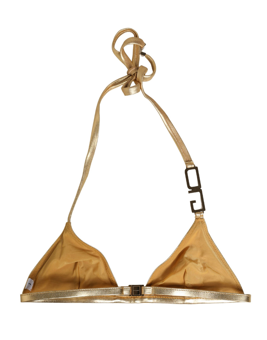 Gold-Tone Triangle Bikini Top DG Logo Swimwear