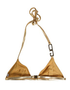 Gold-Tone Triangle Bikini Top DG Logo Swimwear