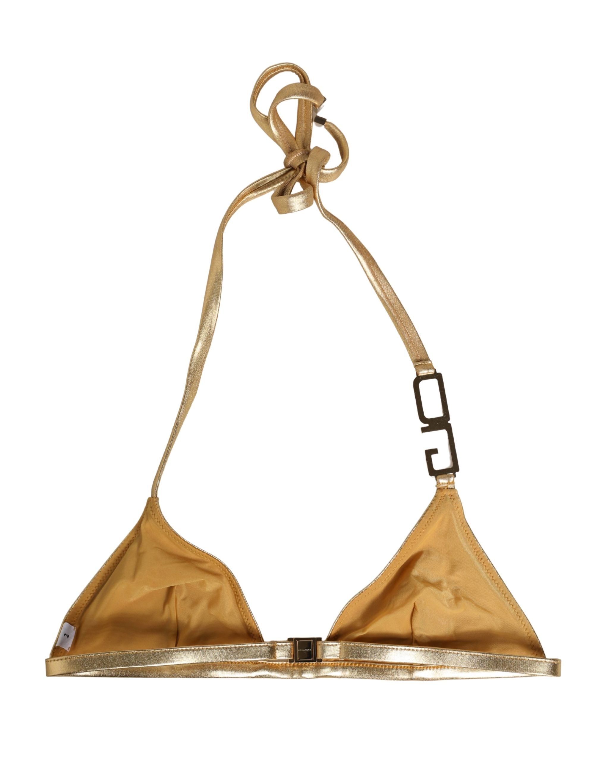 Gold-Tone Triangle Bikini Top DG Logo Swimwear