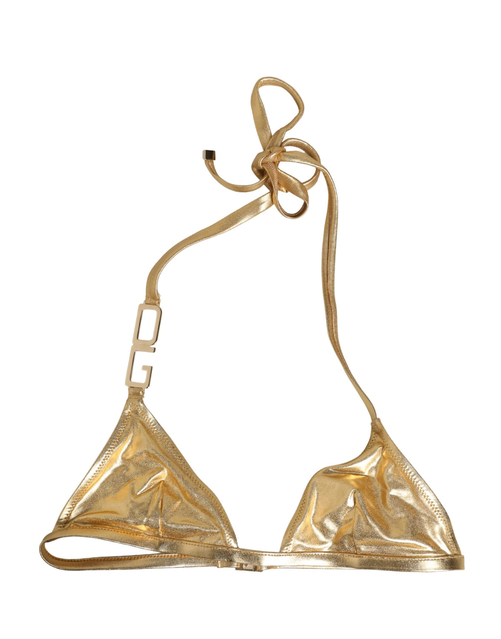 Gold-Tone Triangle Bikini Top DG Logo Swimwear