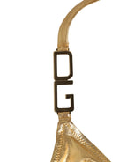Gold-Tone Triangle Bikini Top DG Logo Swimwear