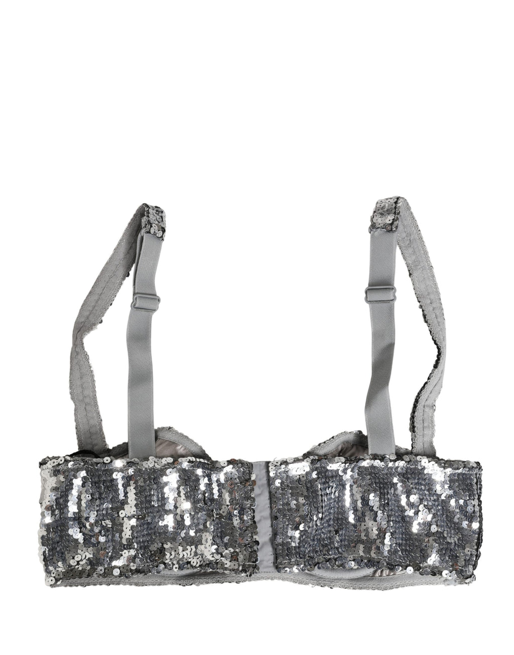 Silver Sequined Nyon Balconnet Bra Underwear