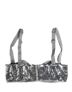 Silver Sequined Nyon Balconnet Bra Underwear