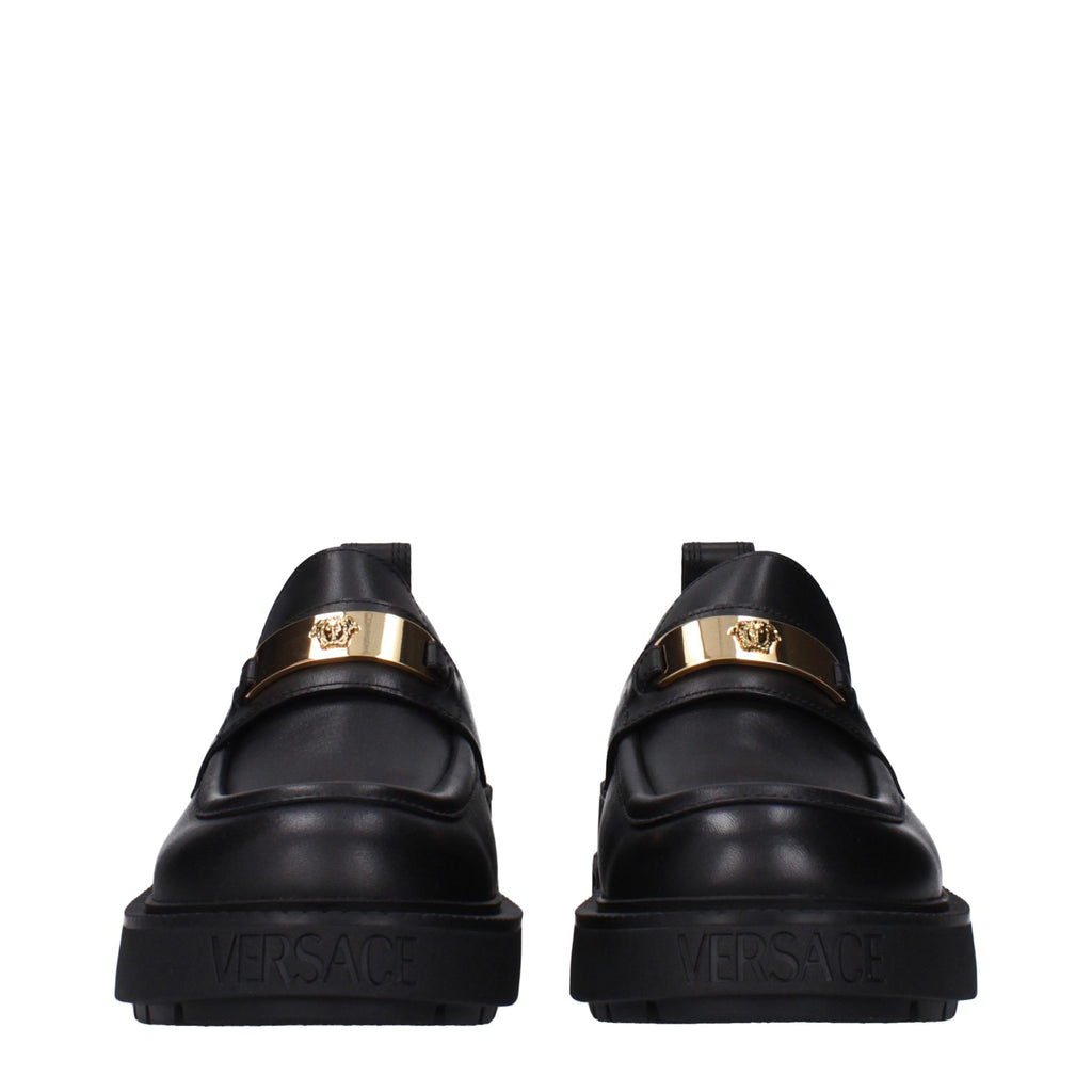 Black Leather Slip-On Loafers