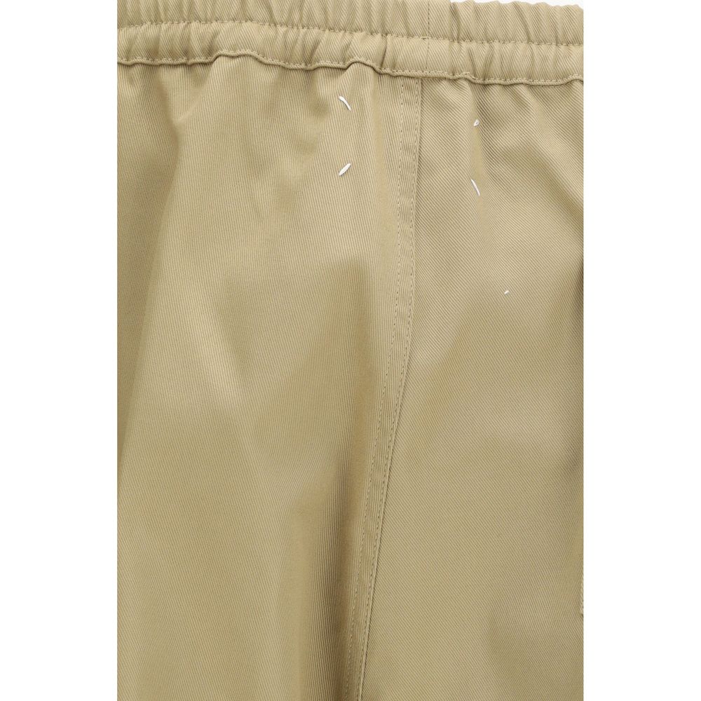 Beige Polyester Casual Pants