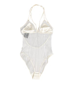 White Sheer Nylon Bodysuit Halterneck Underwear