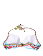 Multicolor Floral Print Halter Bikini Top Swimwear