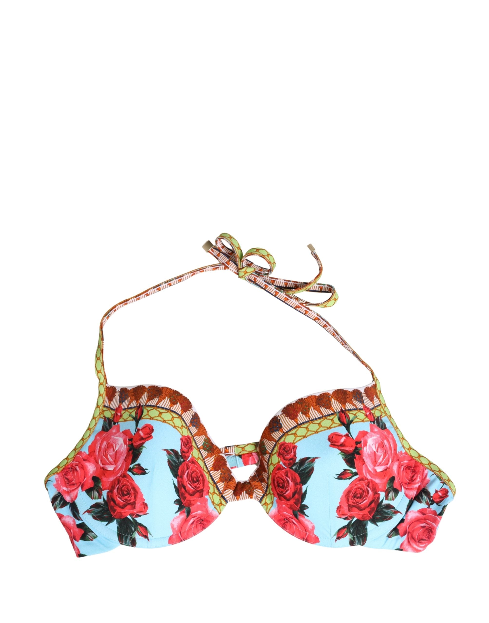 Multicolor Floral Print Halter Bikini Top Swimwear
