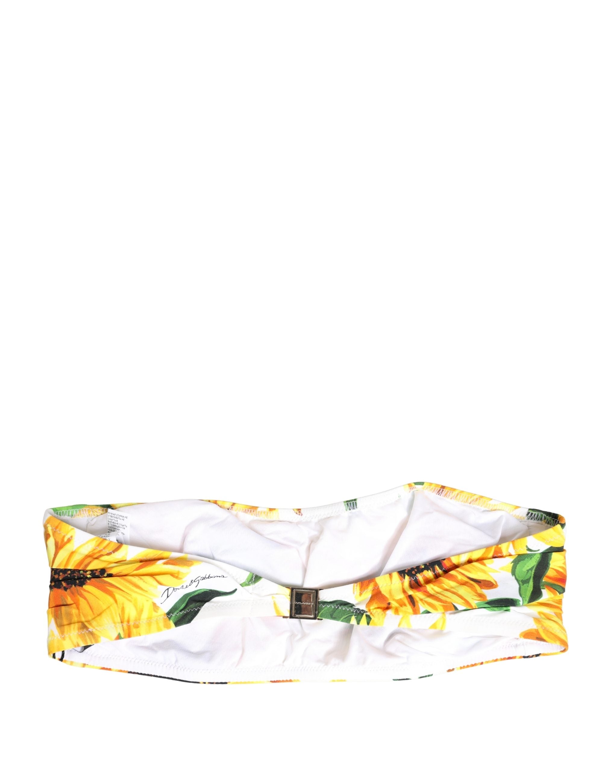 Multicolor Sunflower Print Bandeau Top Swimwear