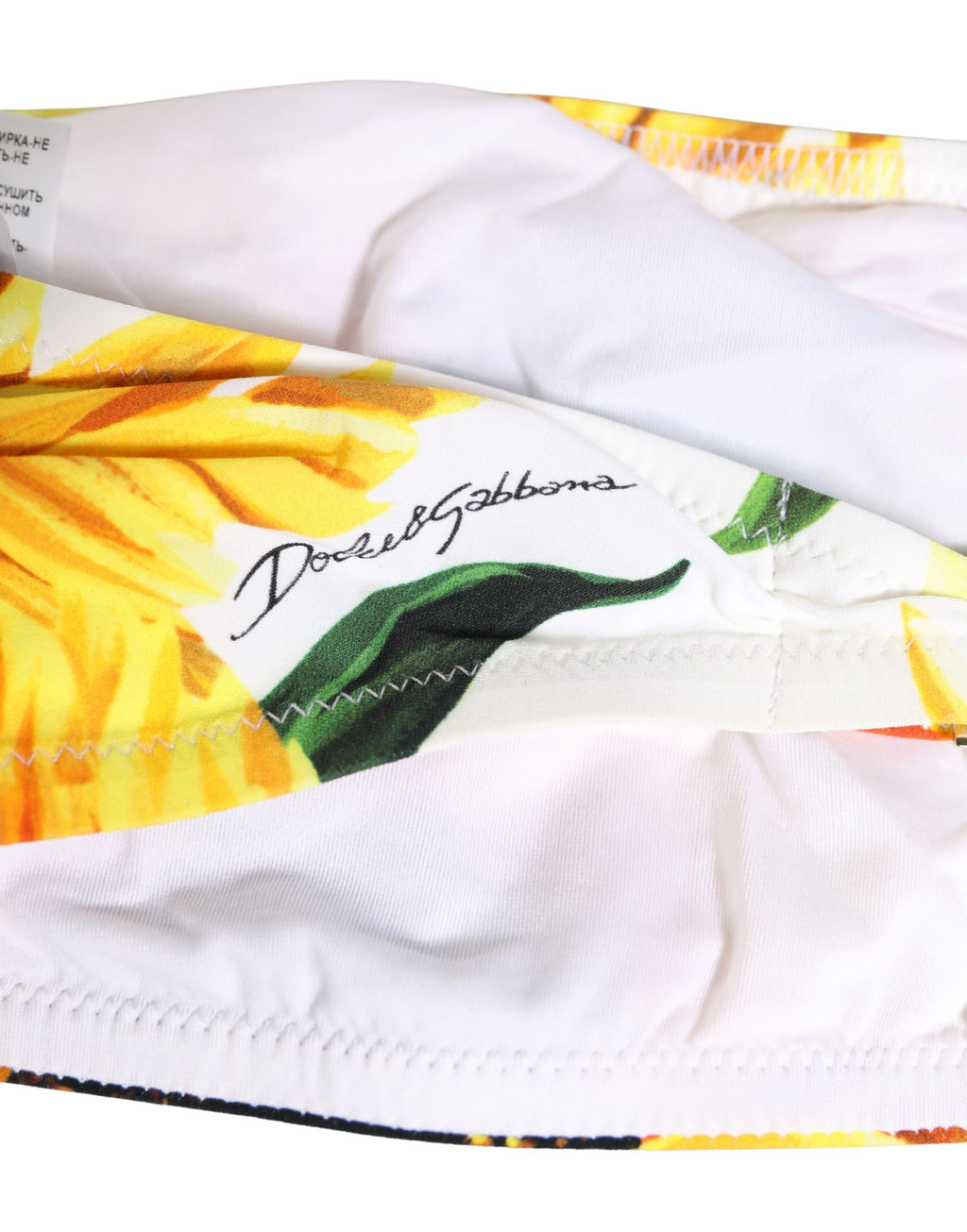 Multicolor Sunflower Print Bandeau Top Swimwear