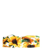 Multicolor Sunflower Print Bandeau Top Swimwear