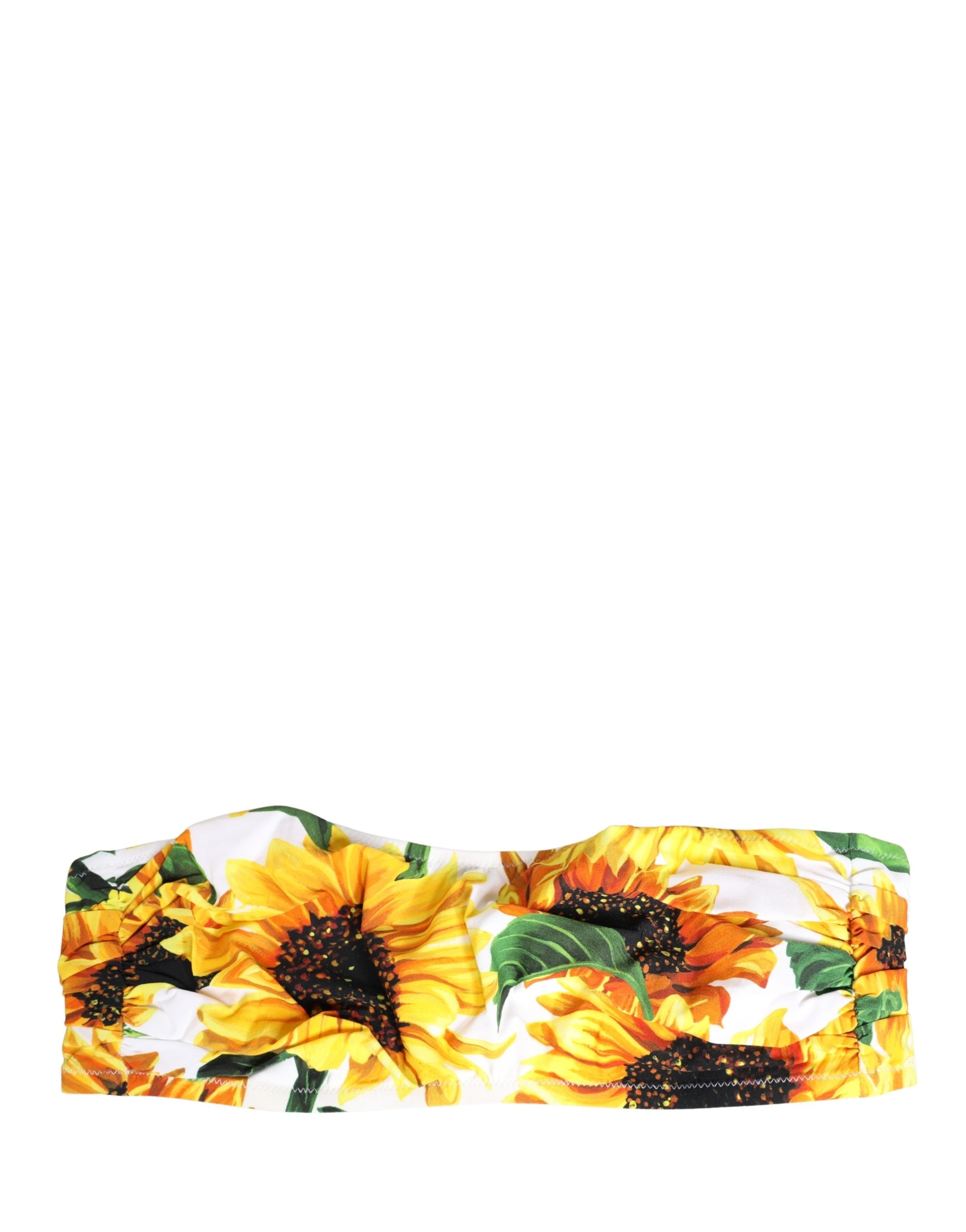 Multicolor Sunflower Print Bandeau Top Swimwear