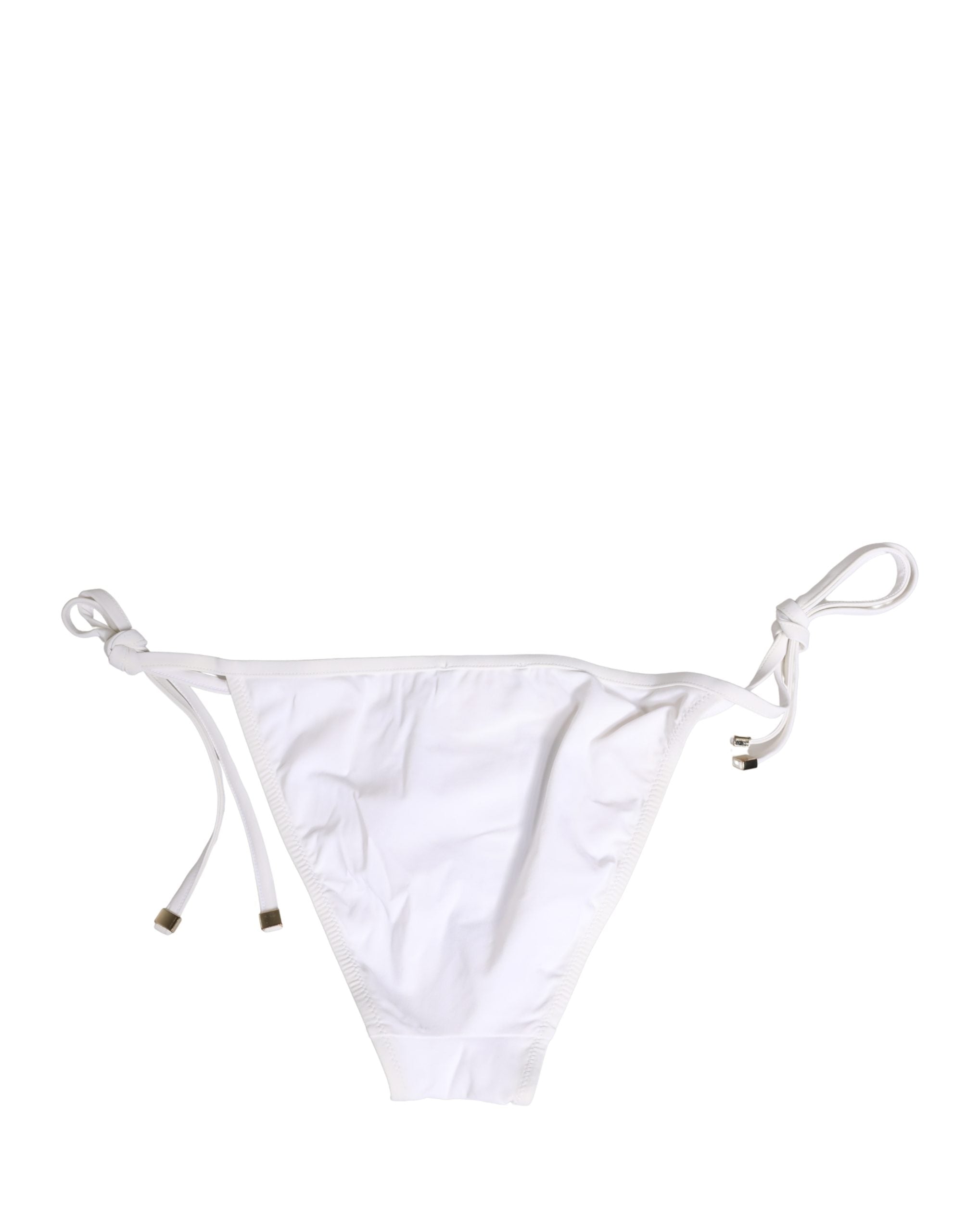 White Nylon DG Logo Plaque Bikini Bottom Swimwear