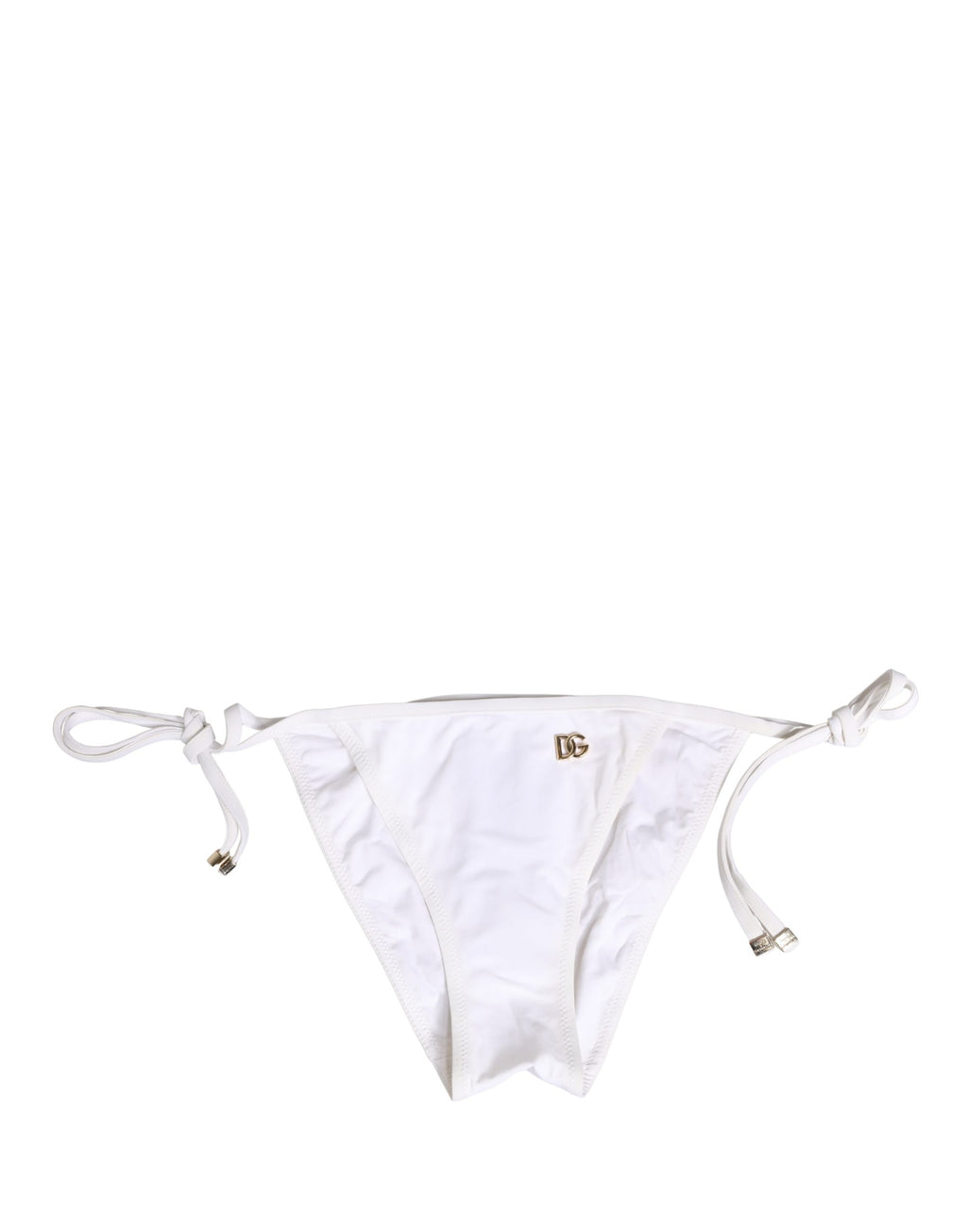 White Nylon DG Logo Plaque Bikini Bottom Swimwear