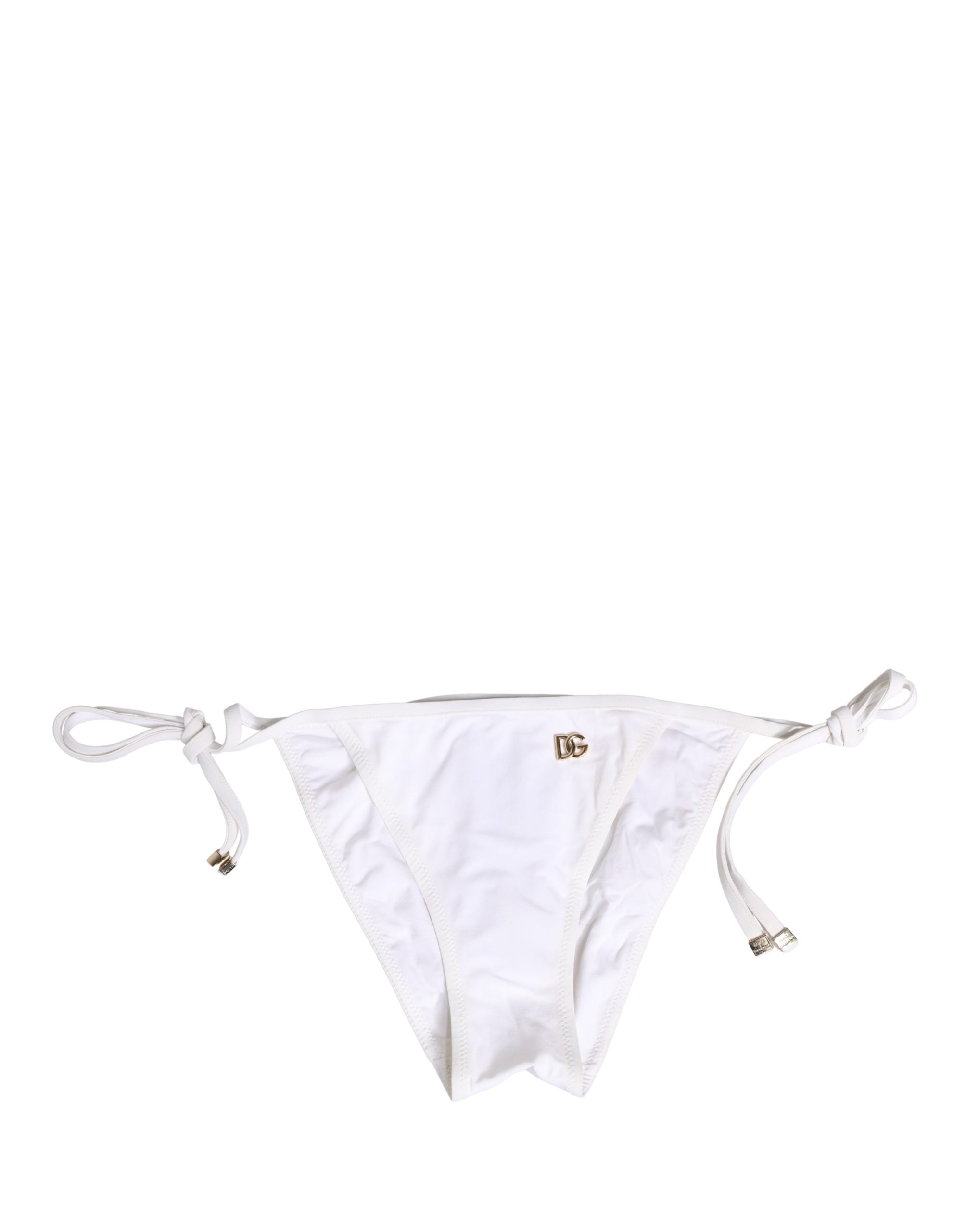 White Nylon DG Logo Plaque Bikini Bottom Swimwear