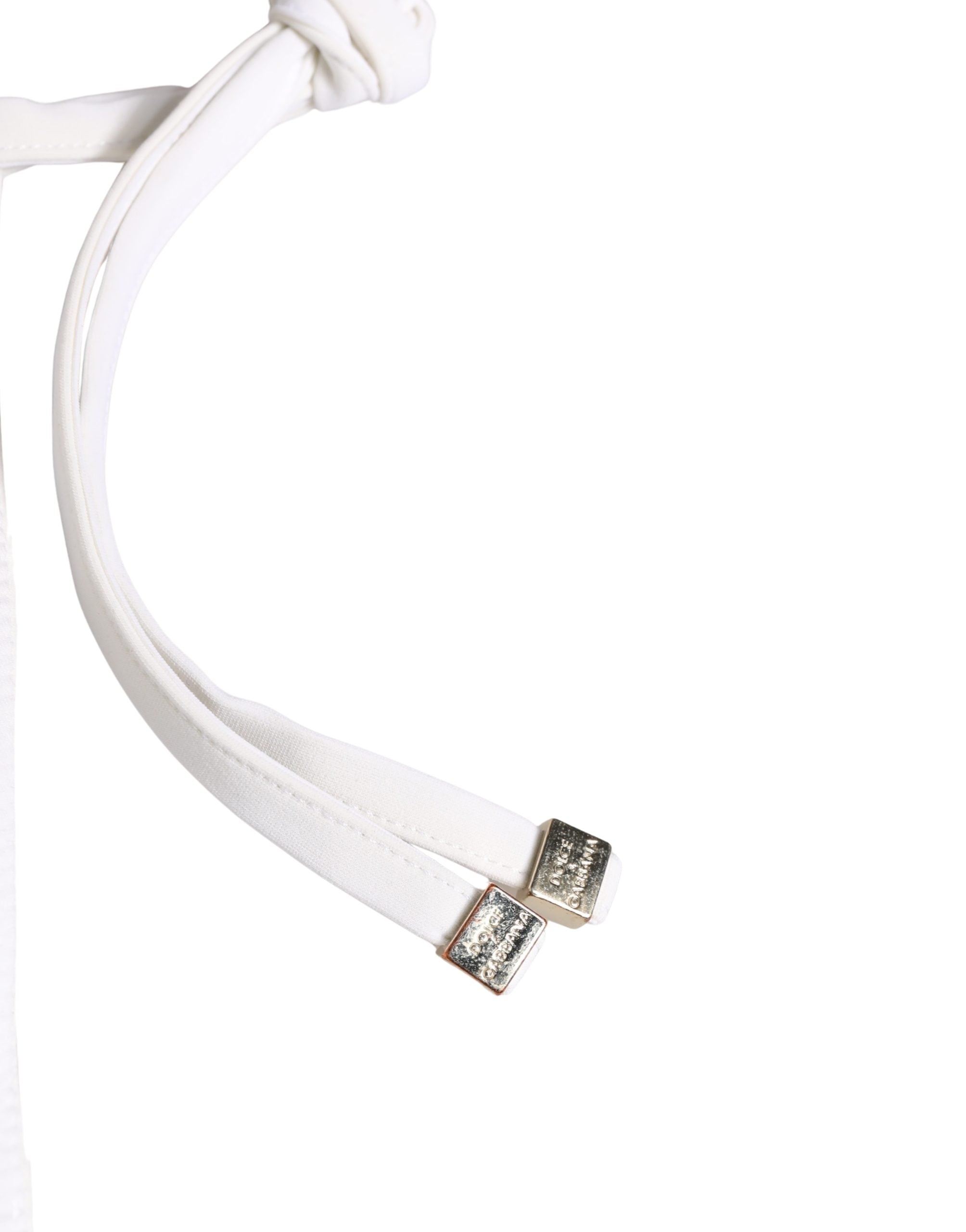 White Nylon DG Logo Plaque Bikini Bottom Swimwear