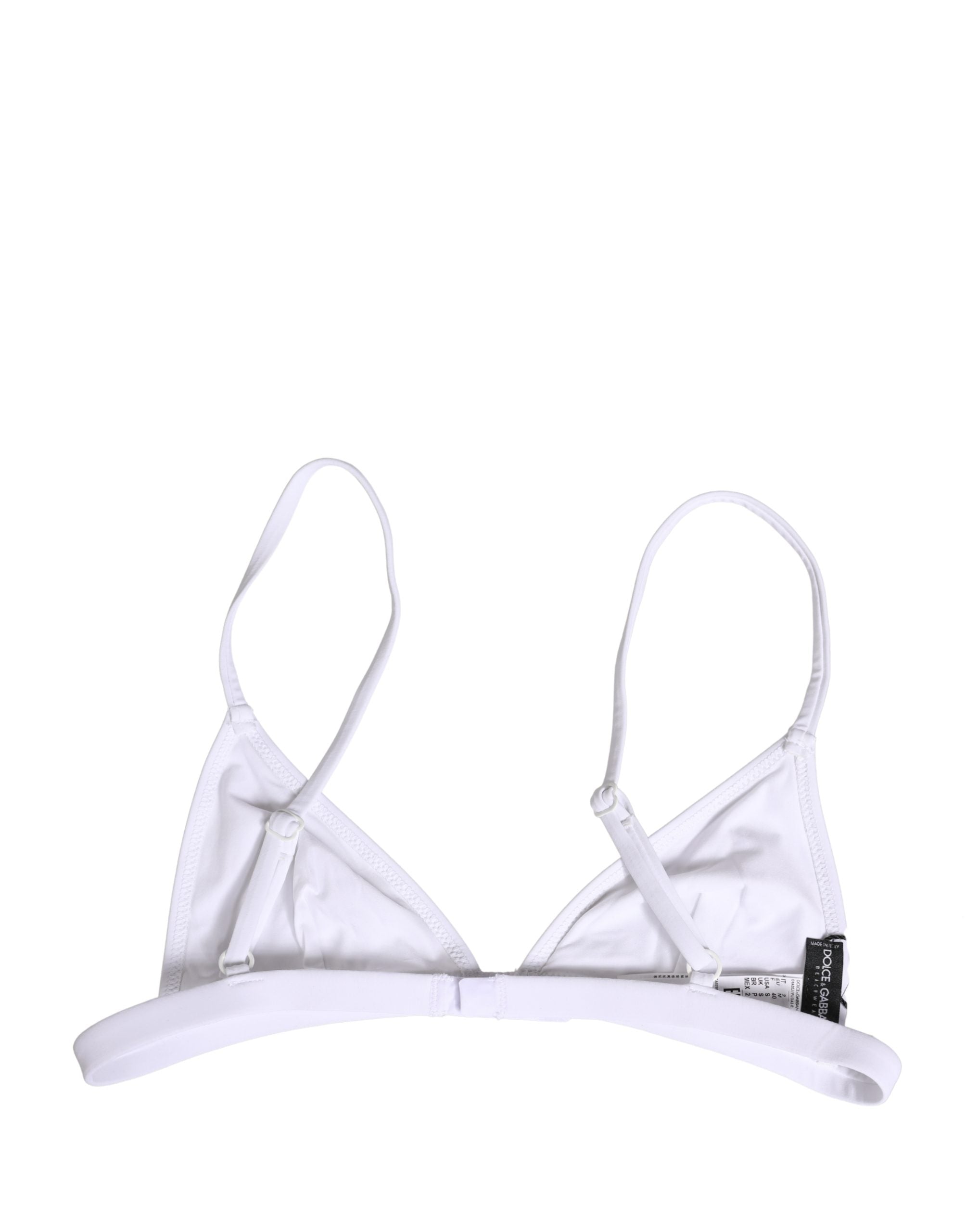 White Nylon Triangle Beachwear Bikini Top Swimwear