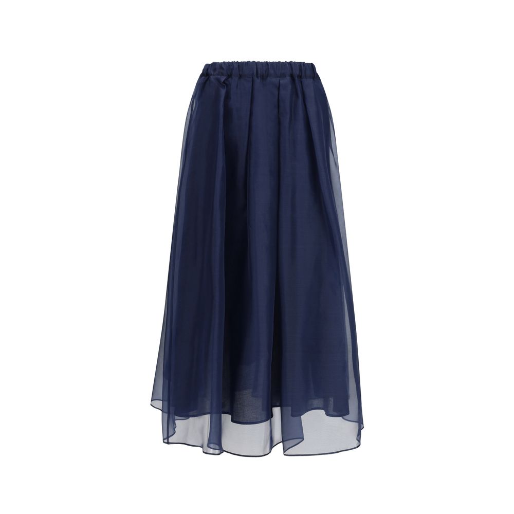 Blue Cotton Long Skirt