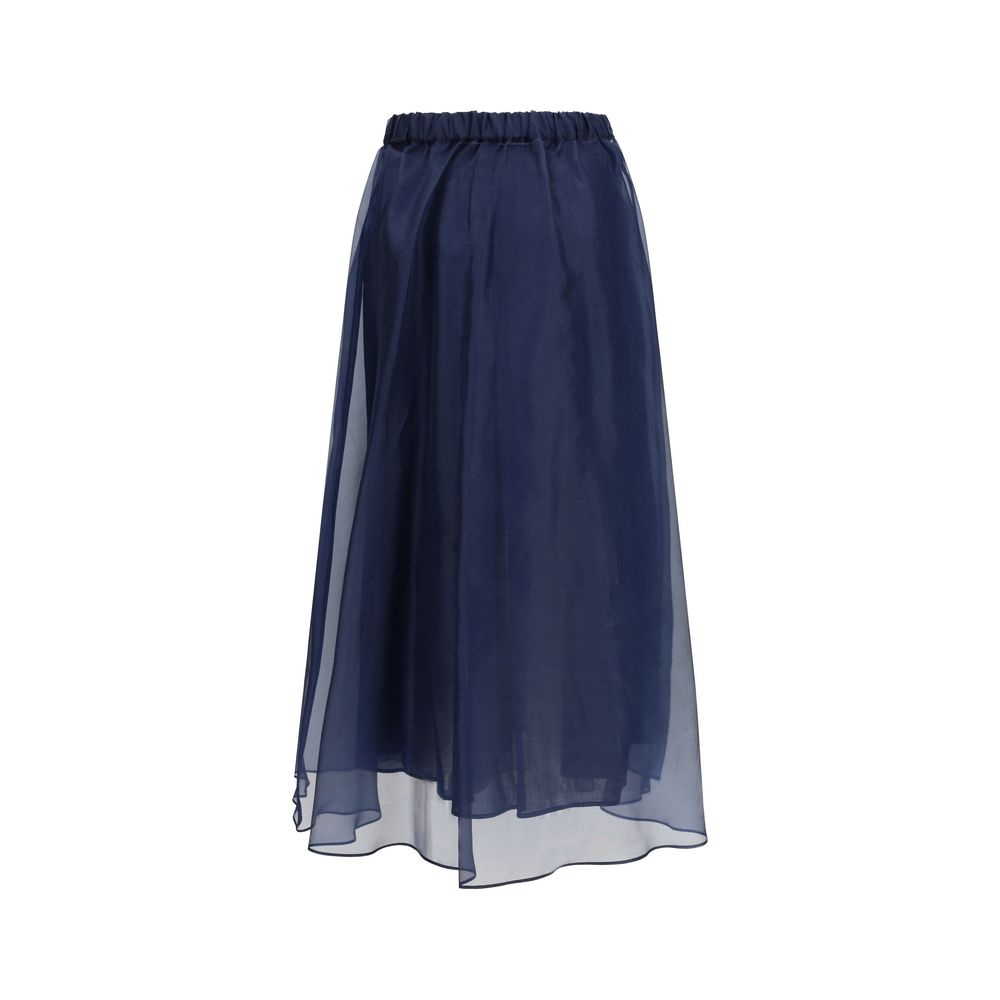 Blue Cotton Long Skirt