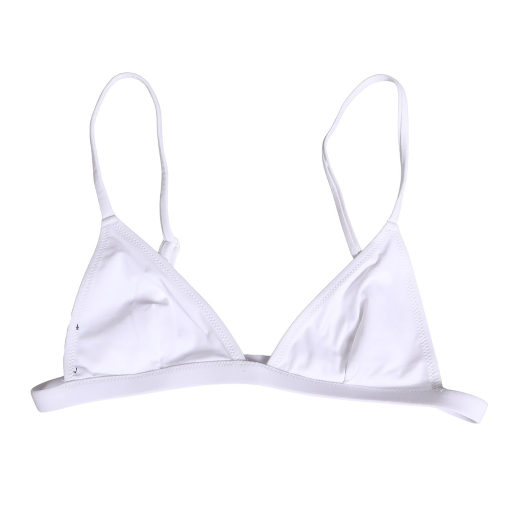 White Nylon Triangle Beachwear Bikini Top Swimwear