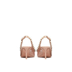 Beige Calfskin Mid Heel Pumps