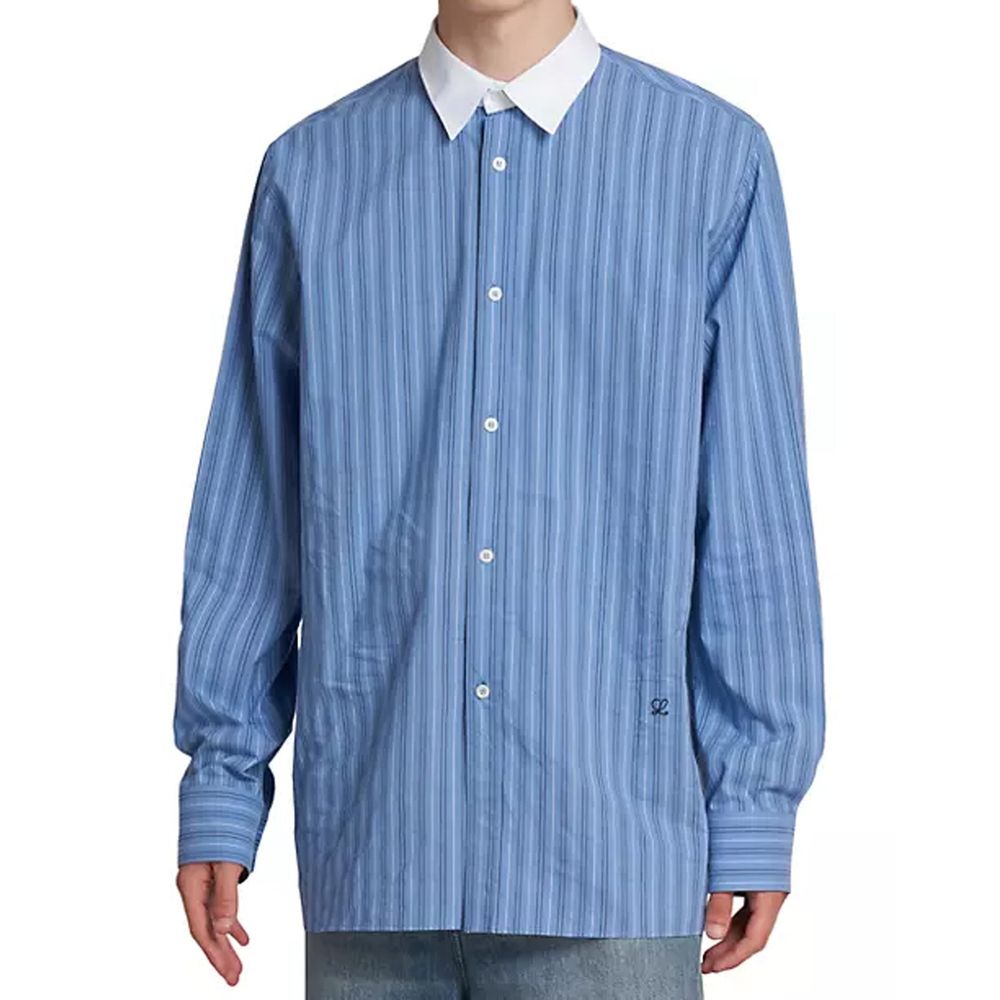 Blue Cotton Pattern Shirt