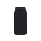 Black Virgin Wool Long Skirt