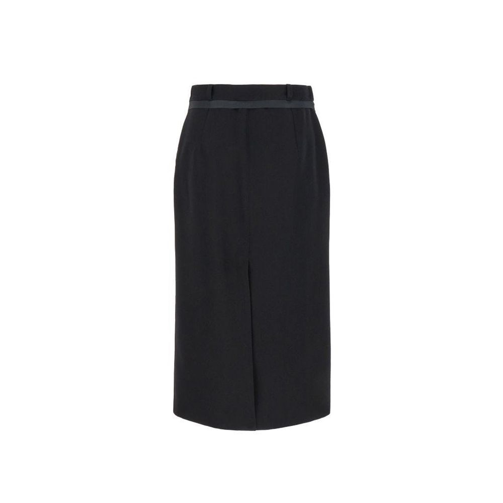 Black Virgin Wool Long Skirt