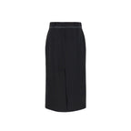 Black Virgin Wool Long Skirt