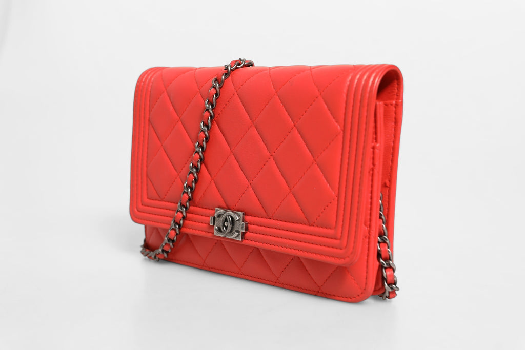 Chanel Boy Wallet on Chain Red Lambskin