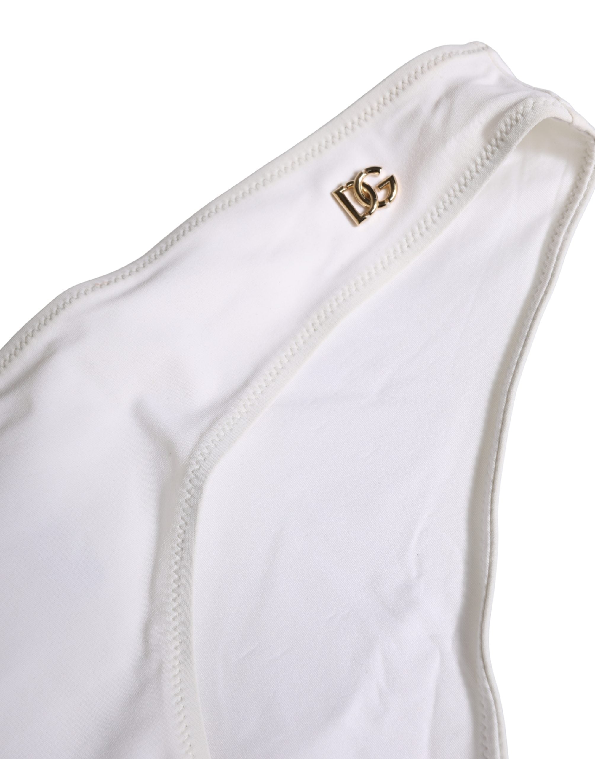 White DG Logo Plaque Bikini Bottom Underwear