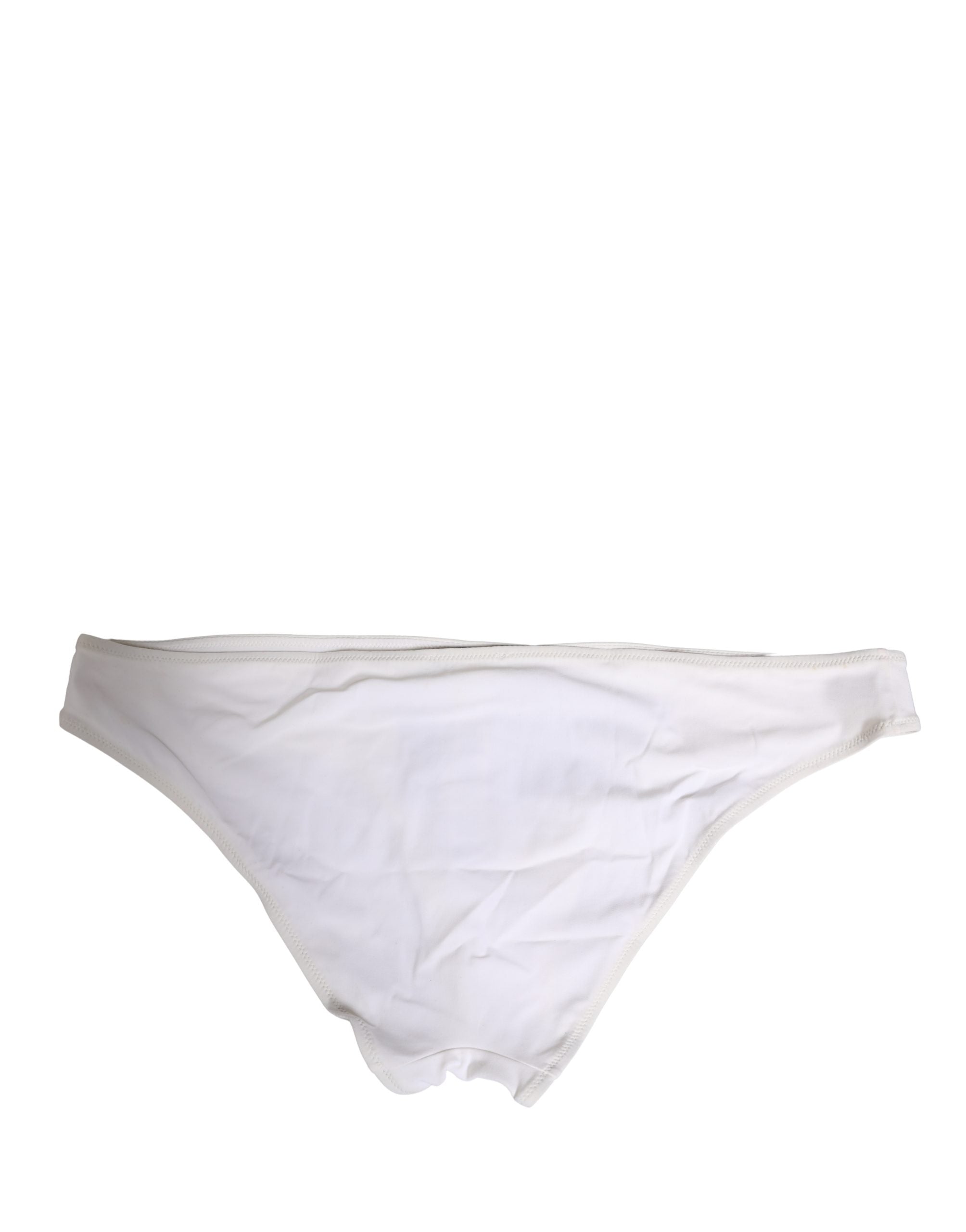 White DG Logo Plaque Bikini Bottom Underwear