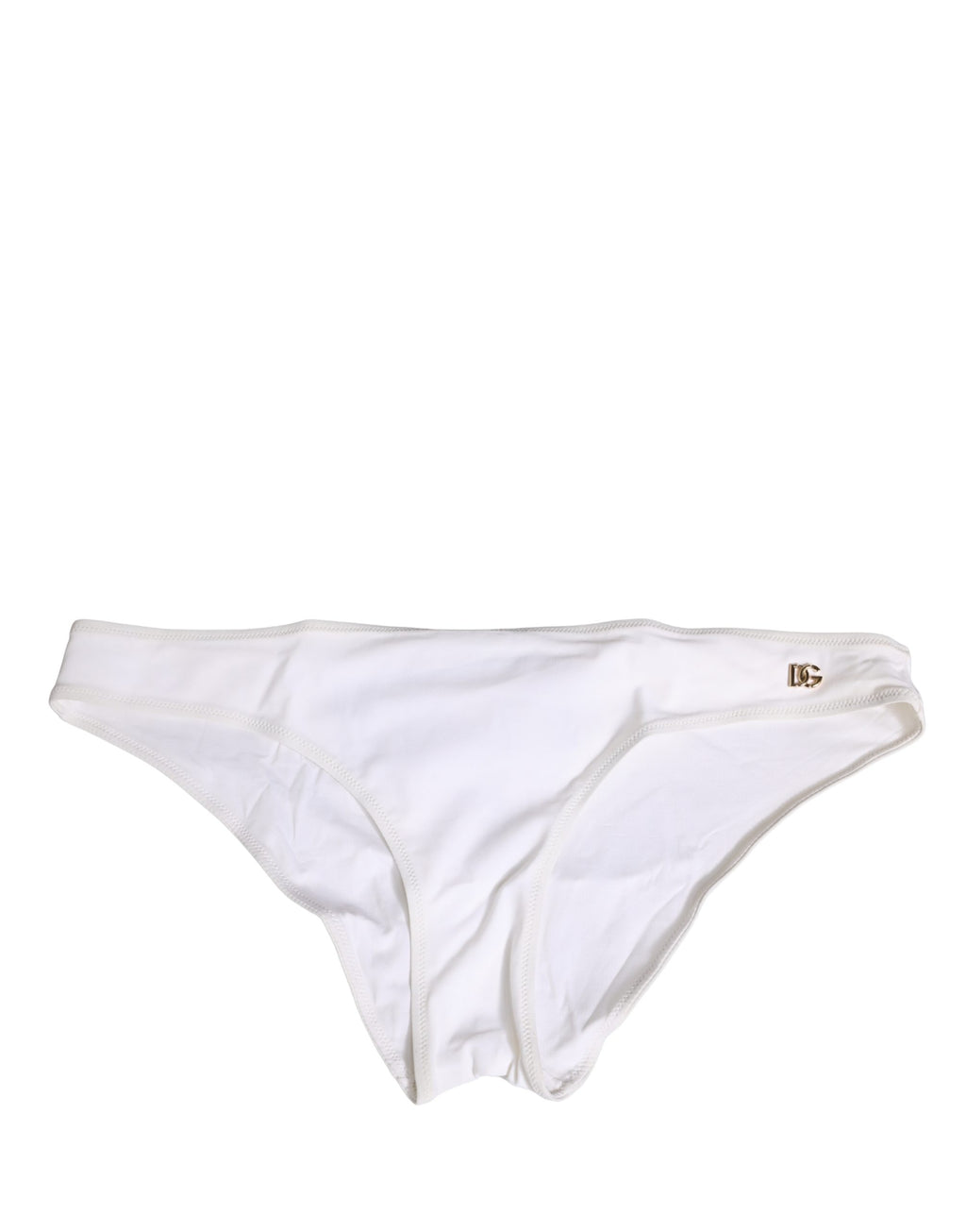 White DG Logo Plaque Bikini Bottom Underwear
