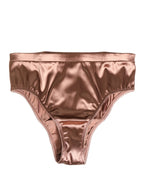 Brown Silk Satin Lingerie Panty Brief Underwear