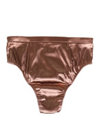 Brown Silk Satin Lingerie Panty Brief Underwear